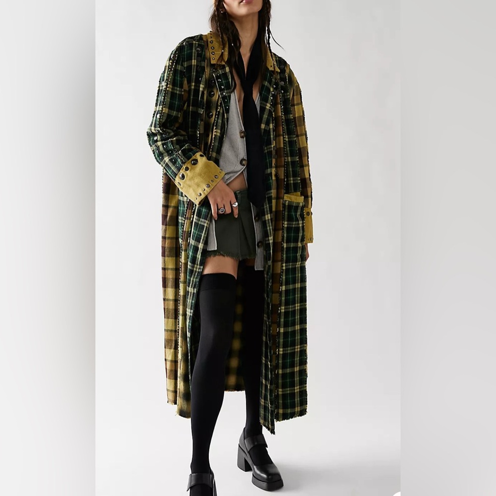 Free People Multicolor Rodeo Plaid Duster S